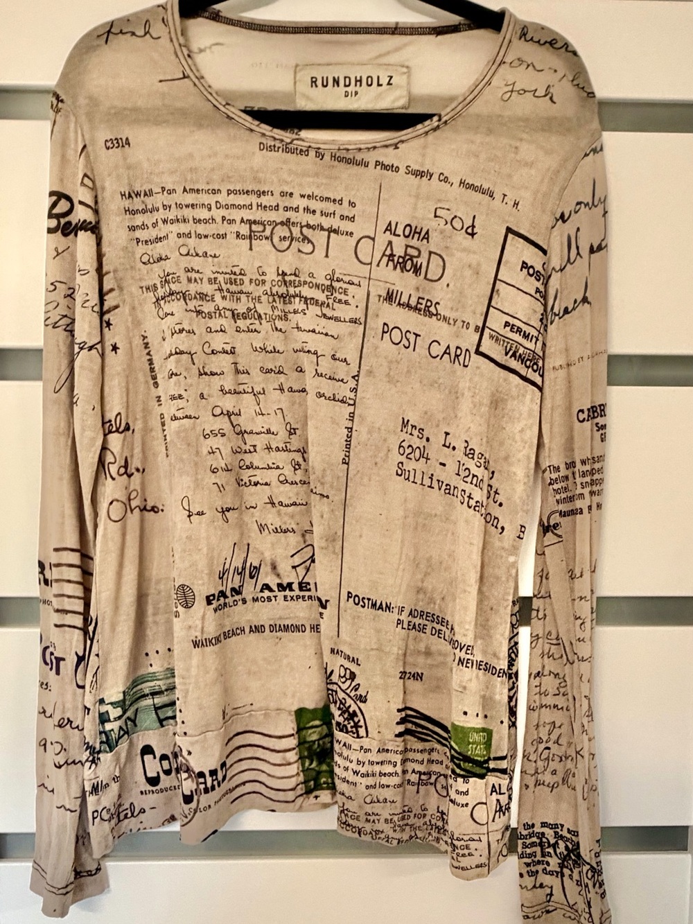 Rundholz Beige Graphic Postcard Print Long-Sleeve Tee